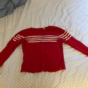 PAC sun Long Sleeve Red and White Stripped T shirt